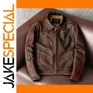 Vintage Cowhide Leather Biker Jacket