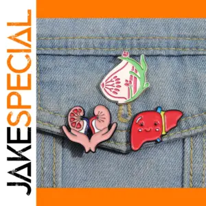 Cartoon Anatomy Enamel Pins Set for Adults