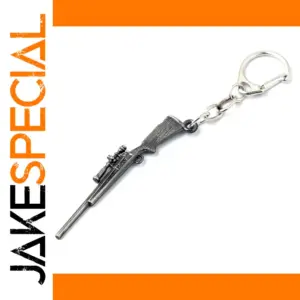 Metallic Rifle Keychain with Detailed Design