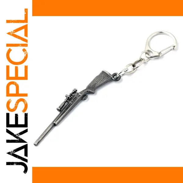 Metallic Rifle Keychain with Detailed Design