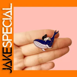 Whale and Girl Enamel Brooch Pin