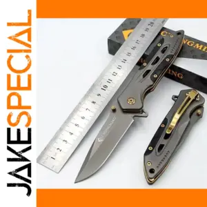 ECHONGMING Folding Pocket Knife with Gold Accents