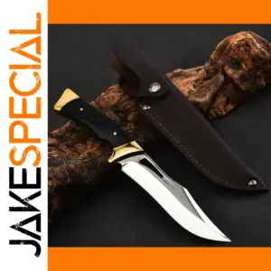 Stainless Steel Outdoor Knife with Leather Sheath