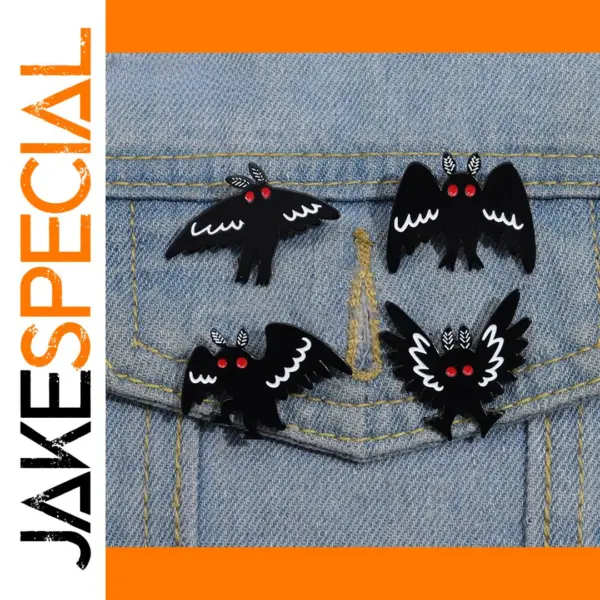Gothic Bat Mothman Enamel Pin Brooch