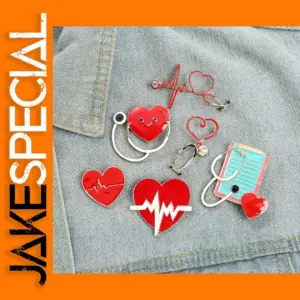Medical Nurse Heart Stethoscope Enamel Brooch
