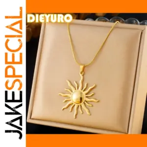 DIEYURO Sun Pendant Necklace in Gold