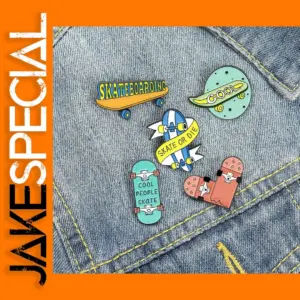 Skateboard Enamel Pin Brooch for Men Women