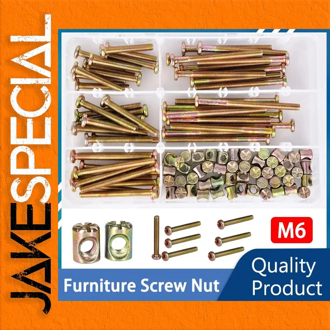 Hexagon Hex Furniture Screw Nut Set M6 Assortment 1 Hexagon Hex Furniture Screw Nut Set M6 Assortment