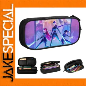 Huntrix Stylish Black Leather Pencil Case