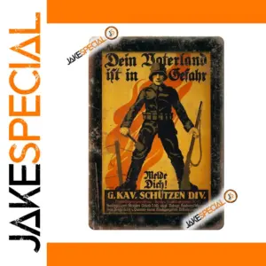 Vintage German WWII Metal Sign 20x30 cm