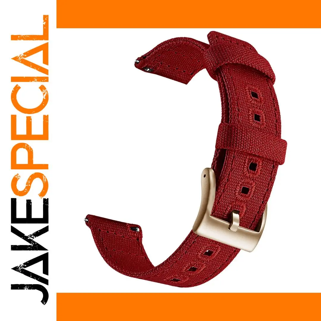 Canvas Quick Release Watch Band Wine Red 22cm 1 Canvas Quick Release Watch Band Wine Red 22cm