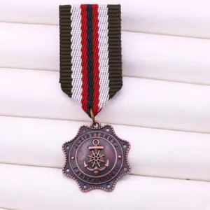 Olive Green Navy Style Medal with Anchor Design