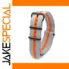 Gray Nylon Watch Strap with Orange Stripes