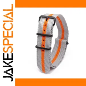 Gray Nylon Watch Strap with Orange Stripes