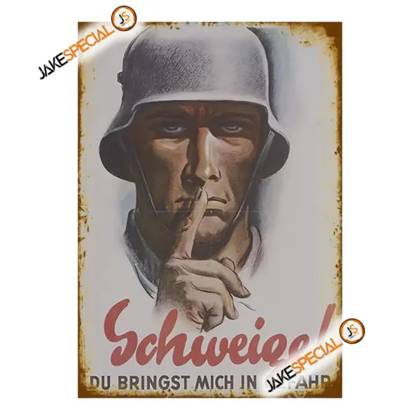 Vintage German Soldier Metal Sign 8x12 Inch - Image 2
