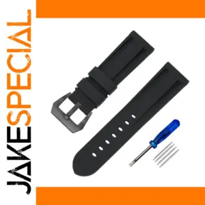 Black Silicone Watch Band 20mm 22mm 24mm 26mm