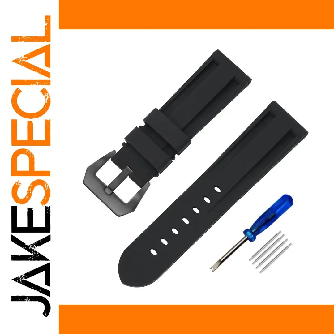 Black Silicone Watch Band 20mm 22mm 24mm 26mm 1 Black Silicone Watch Band 20mm 22mm 24mm 26mm