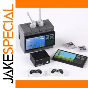 Retro Gaming Block Toy Set with Console and TV