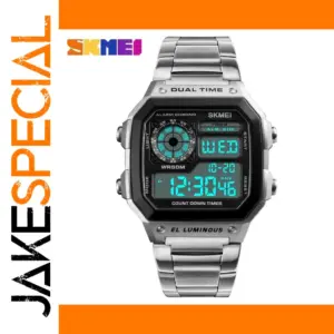 SKMEI 1335 Sport Digital Watch with Stainless Steel Strap