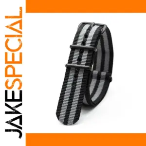 Nylon Watch Strap with Black Gray Stripes