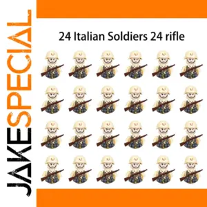 24 Italian Soldier Minifigures with Rifles Set