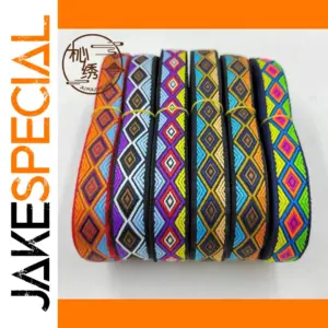 Vibrant Geometric Jacquard Ribbon 2CM x 5Yards