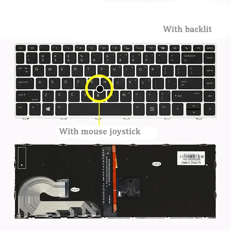 HP EliteBook Replacement Keyboard with Backlight 2 HP EliteBook Replacement Keyboard with Backlight - Image 2