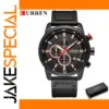 CURREN 8291 Men's Black Leather Chronograph Watch