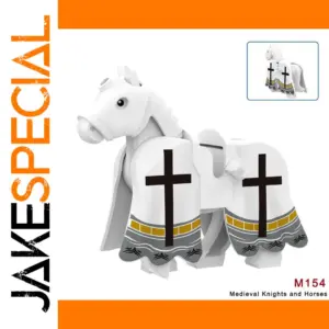 Medieval White Horse with Armor for Building Blocks