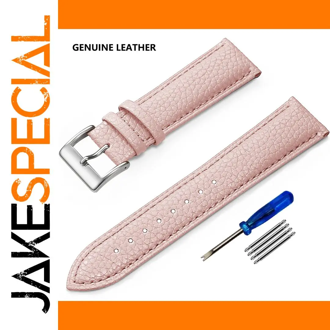 Genuine Pink Leather Watch Band 12-24mm Sizes 1 Genuine Pink Leather Watch Band 12-24mm Sizes