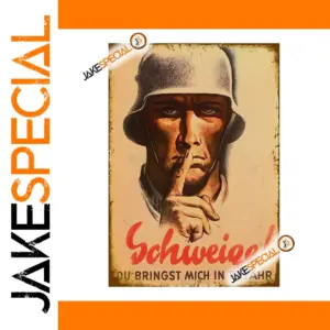 Vintage German Soldier Metal Wall Sign 20x30cm