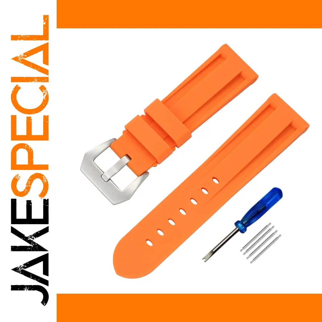 Vibrant Orange Silicone Watch Band 20-26mm 1 Vibrant Orange Silicone Watch Band 20-26mm