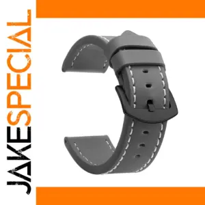 Gray Leather Watch Strap with Black Buckle 18-24mm