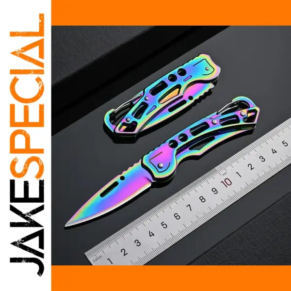 Rainbow Metallic Folding Survival Knife