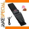 Adjustable Black Guitar Strap with Picks Set