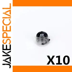 Black Police Helmet for Minifigures - Set of 10