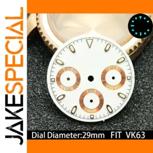 VK63 Movement 29mm Watch Dial with Copper Sub-dials
