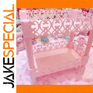Pink Hollow Heart Double-Layer Shelf Rack