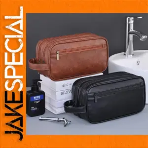 Double-Layer PU Leather Toiletry Bag for Men
