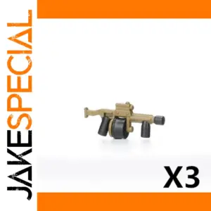 Tan and Black Submachine Gun Toy Accessory X3