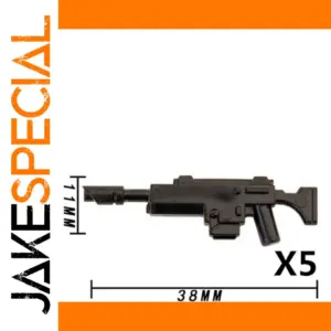 Black Assault Rifle Accessory for Minifigures x5