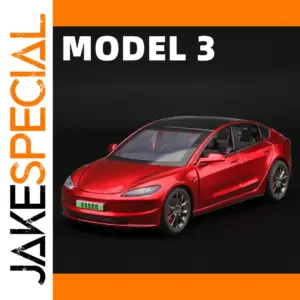 Tesla Model 3 Diecast Car in Glossy Red