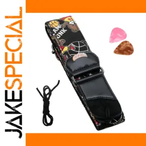 Vibrant Guitar Strap with Picks and Adjustability