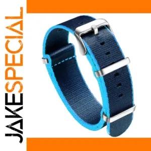Navy Blue and Turquoise Nylon Watch Band 20mm 22mm