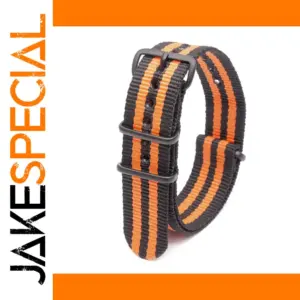 Sporty Nylon Watch Strap with Black Orange Stripes