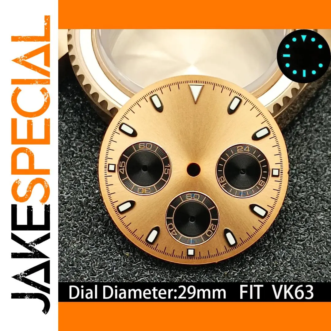 VK63 Gold Dial 29mm for VK63 Movement Watches 1 VK63 Gold Dial 29mm for VK63 Movement Watches