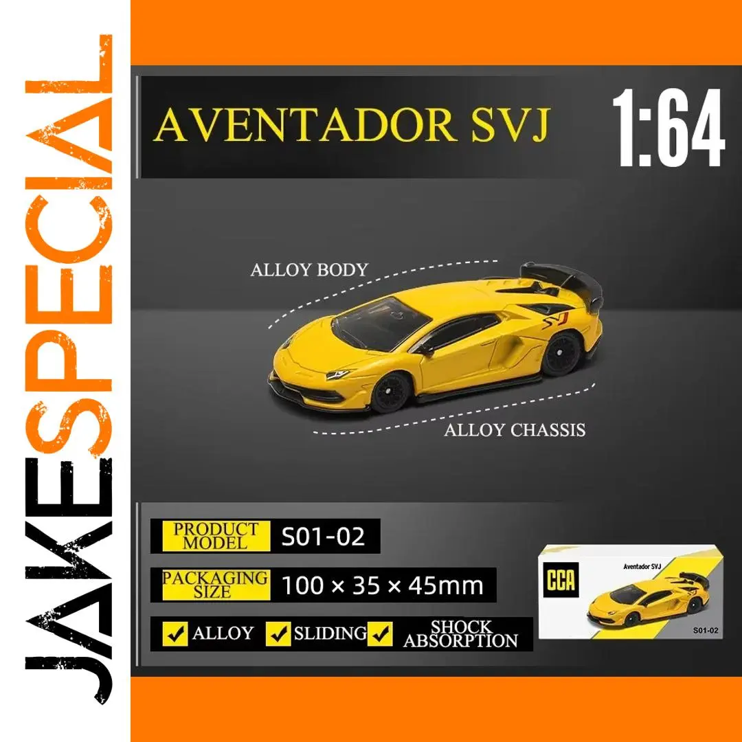 CCA 1:64 Scale Yellow Lamborghini Aventador SVJ 1 CCA 1:64 Scale Yellow Lamborghini Aventador SVJ
