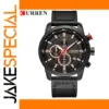 CURREN 8291 Black Leather Chronograph Watch