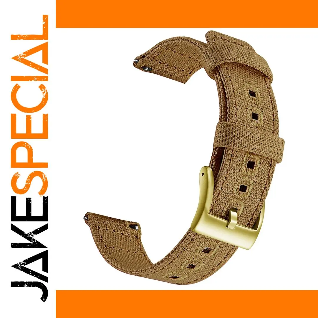 Canvas Quick Release Watch Band Dark Khaki Gold 1 Canvas Quick Release Watch Band Dark Khaki Gold
