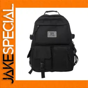 Stylish Large-Capacity Black Nylon Backpack